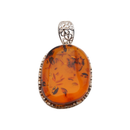 Zawieszka - koniakowy Bursztyn w srebrze