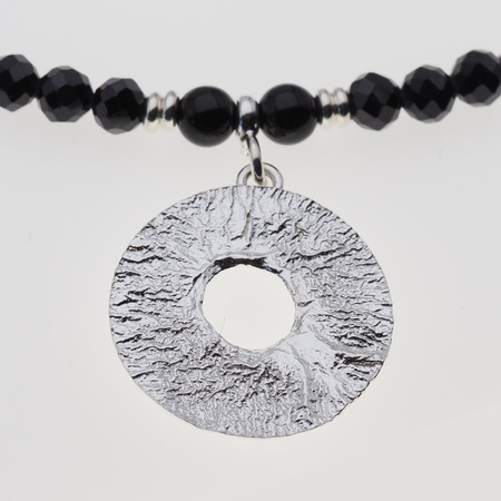 Naszyjnik - Spinel fasetowane kulki, Hematyt i srebro