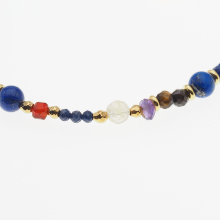 Bransoletka znak zodiaku panna - mix kamieni i srebro złocone