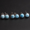 Kolczyki sztyfty - Larimar okrągły i srebro rodowane