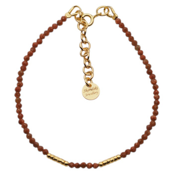 Bransoletka - fasetowany Piasek Pustyni kulki i srebro złocone