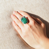 Pierścionek regulowany z owalnym Malachitem w srebrze oksydowanym