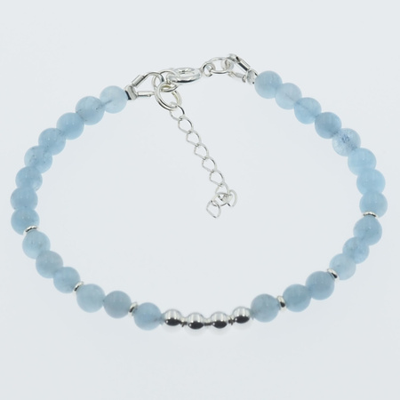 Bransoletka - Akwamaryn kulki 5mm i srebro