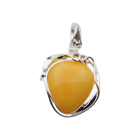 Zawieszka - Bursztyn mleczny łza w srebrze