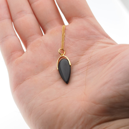 Naszyjnik srebrny złocony - Onyks łza na łańcuszku
