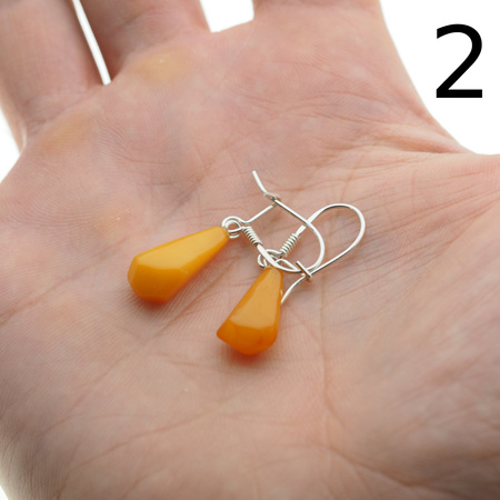 Kolczyki - mleczny Bursztyn stożki i srebro