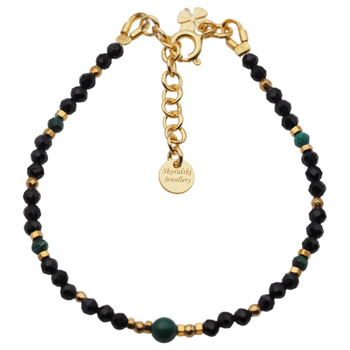 Bransoletka znak zodiaku byk - mix kamieni i srebro złocone