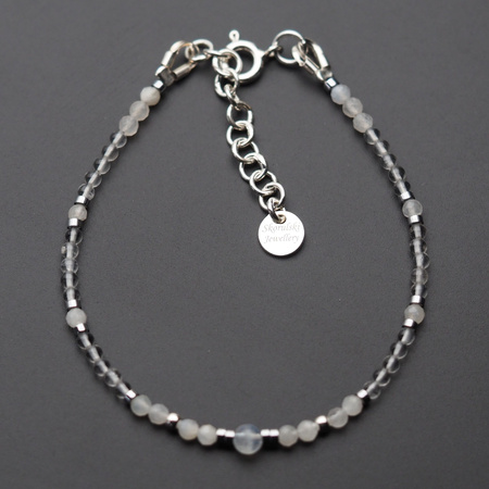 Bransoletka - Kamień Księżycowy, Kryształ Górski i srebro