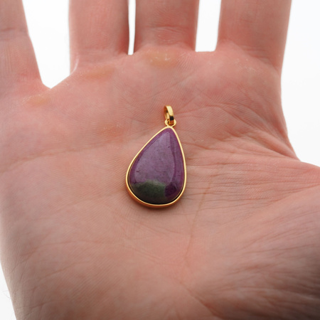 Zawieszka - Rubin z Zosytem łza w srebrze złoconym