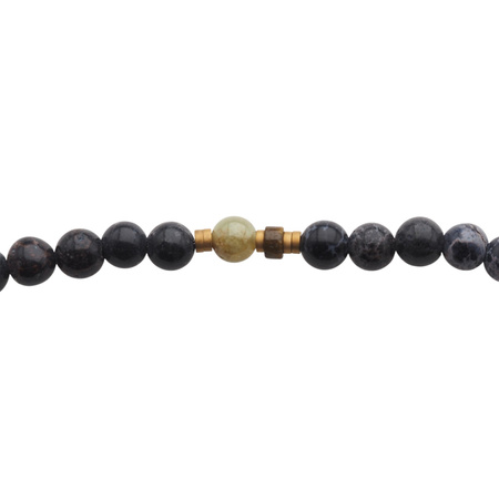 Naszyjnik męski - turmalin, jaspis, zielony granat, tygrysie oko i srebro złocone