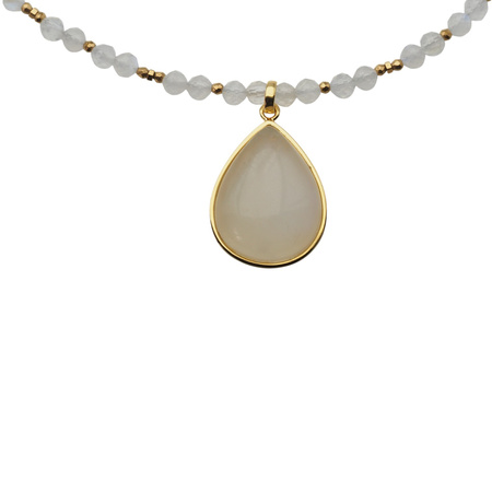 Naszyjnik z Kamieniem Księżycowym – ręcznie wykonany, srebro pozłacane 925