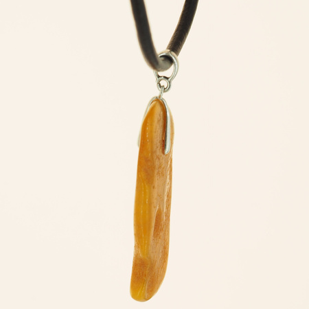 Naszyjnik  na rzemieniu - surowy Bursztyn mleczny