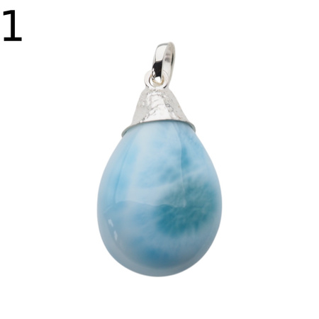 Zawieszka - larimar łza w srebrze młotkowanym