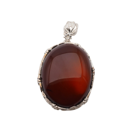 Zawieszka - Bursztyn owalny w srebrze