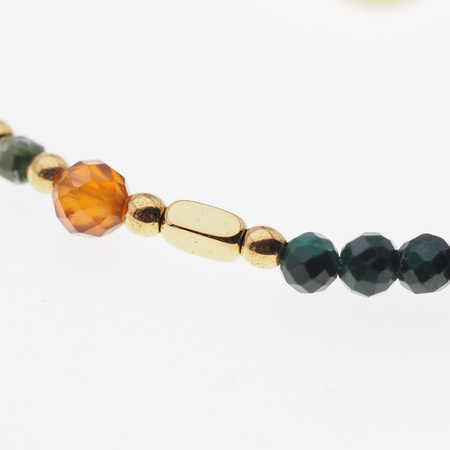 Bransoletka mix - Malachit, Granat brązowy, Hematyt i srebro złocone