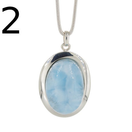 Naszyjnik - Zawieszka z larimarem owalnym na łańcuszku