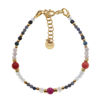 Bransoletka znak zodiaku waga - mix kamieni i srebro złocone