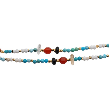 Bransoletka - Turkus, cytryn, onyks czerwony i srebro złocone