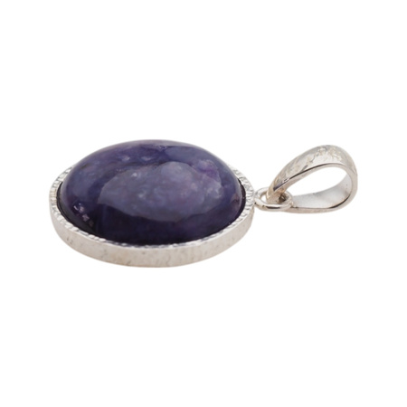 Zawieszka z okrągłym Czaroitem w srebrze młotkowanym