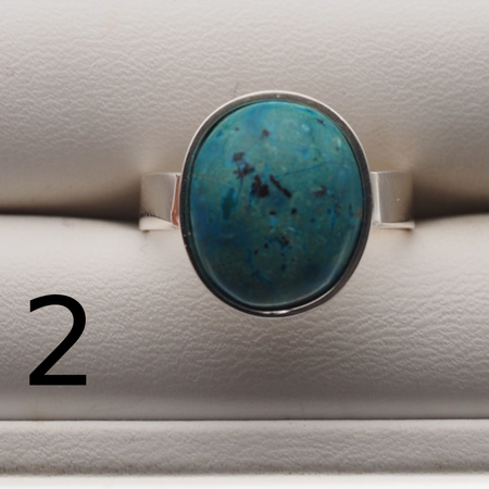 Pierścionek regulowany - Chryzokola owalna w srebrze