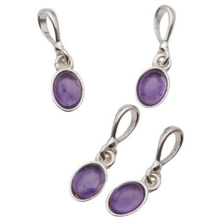 Zawieszka srebrna z małym, owalnym Ametystem