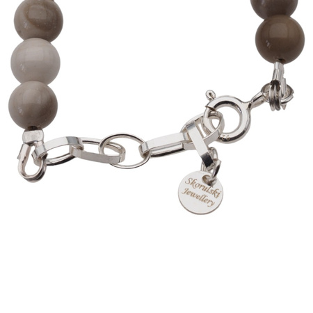 Naszyjnik - Krzemień Pasiasty kulki 7 mm i srebrne zapięcie