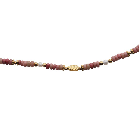 Naszyjnik - Rodonit, Perły, Hematyt złoty i srebro złocone