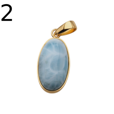 Zawieszka - larimar owalny w srebrze złoconym
