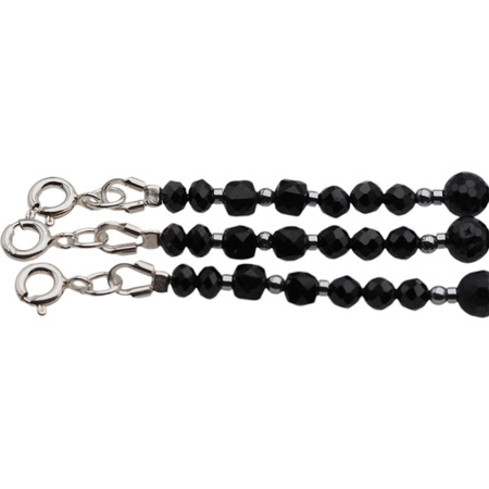 Bransoletka - Turmalin czarny, Hematyt i srebro