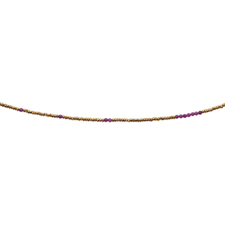 Naszyjnik urodzeniowy lipiec - rubin ,złoty hematyt i srebro złocone