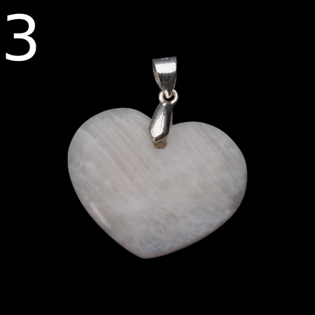 Zawieszka - Kamień Księżycowy serce w srebrze