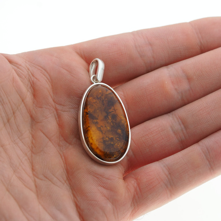 Zawieszka - Bursztyn owalny w srebrze 