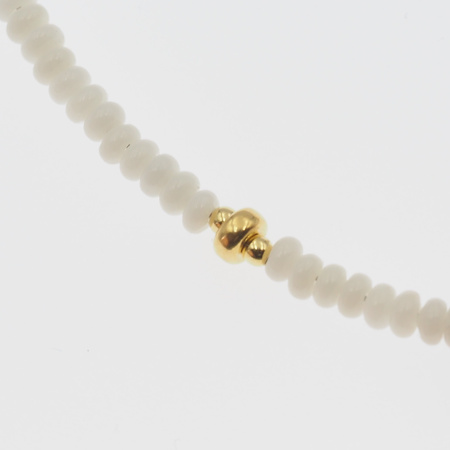 Naszyjnik regulowany - Koral biały i surowe kamienie - Prehnit, Cytryn, Ametyst