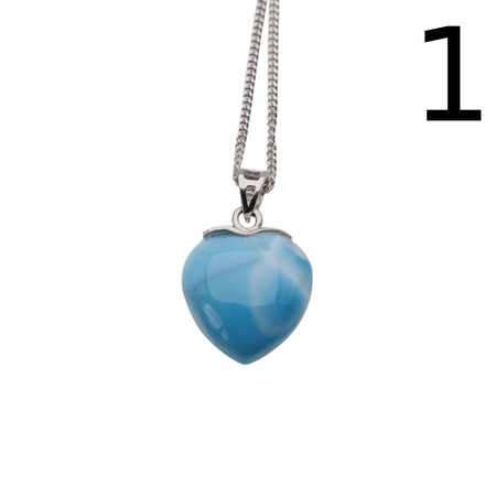 Naszyjnik z zawieszką - larimar serce w srebrze rodowanym