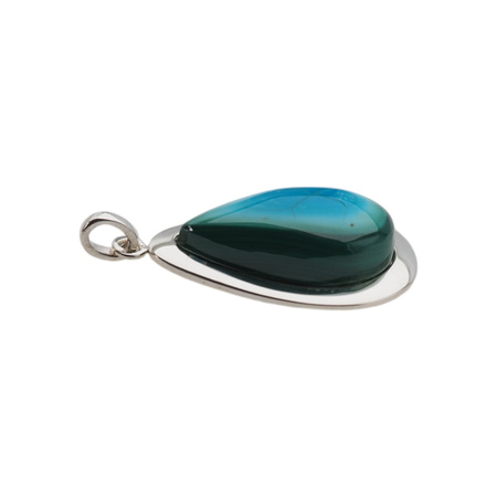 Zawieszka - Malachit z Turkusem łza w srebrze