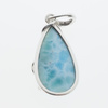 Zawieszka - larimar srebrze oksydowanym z liśćmi
