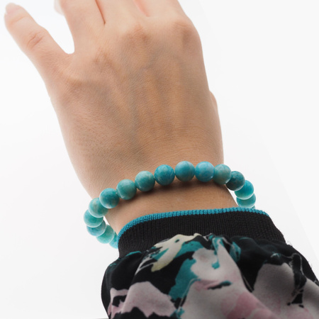 Bransoletka 19,5 cm na gumce - Amazonit kulki 8 mm