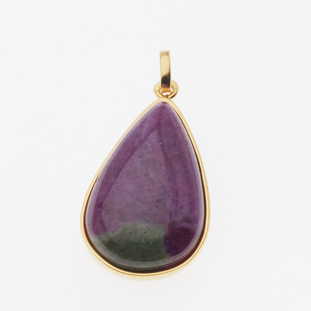 Zawieszka - Rubin z Zosytem łza w srebrze złoconym