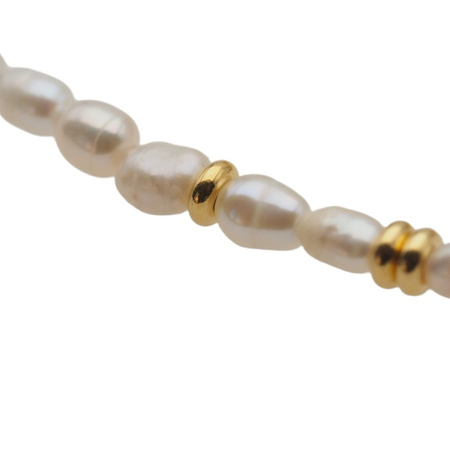 Naszyjnik - Białe Perły hodowane i srebro złocone