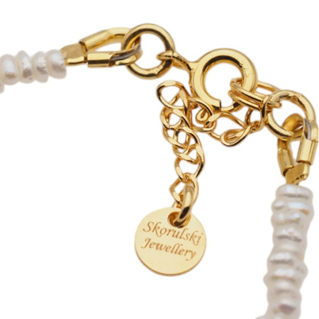 Bransoletka - Perły białe i srebro złocone