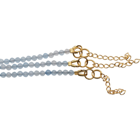 Bransoletka - Akwamaryn cięte kulki i srebro złocone