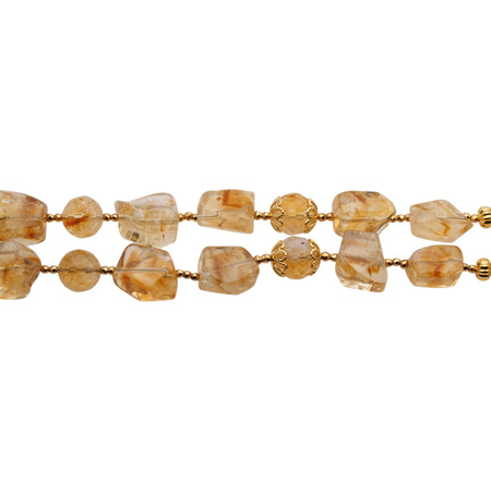 Naszyjnik - Cytryn, złoty hematyt i srebro złocone