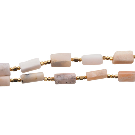 Naszyjnik z kwiatem - Opal Różowy i srebro złocone