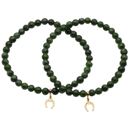 Bransoletka 18 cm - Diopsyd kulki i podkowa srebrna złocona