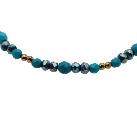 Bransoletka - Turkus, Hematyt i srebro złocone