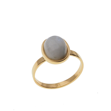 Pierścionek regulowany - Kamień Księżycowy owal i srebro złocone