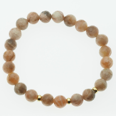 Bransoletka 18,2 cm - fasetowany Kamień Słoneczny kulki 8mm i srebro złocone