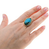 Pierścionek regulowany - Turkus z malachitem owalny w złoconym srebrze młotkowanym