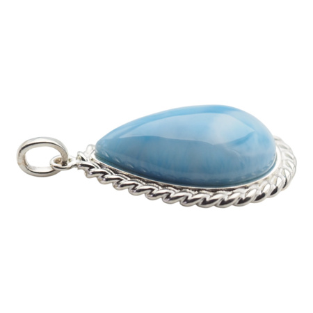 Zawieszka - larimar łza 23x15 mm w srebrze