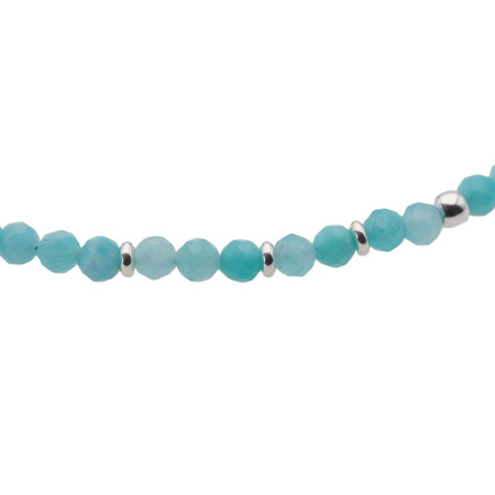 Bransoletka na nogę - Amazonit fasetowane kulki i srebro